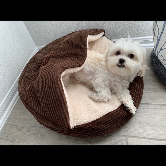 Fleecy Pet Cave Round Soft Bed for Small Dog Cat - Picture 9 of 11